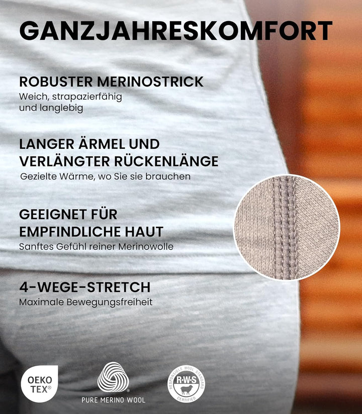 Merino.tech Merino Shirt Damen Langarm - Premium 100% Merino Unterwäsche Damen Langarmshirt, Sportun