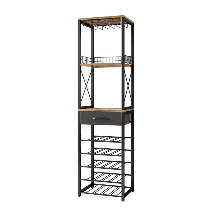 Vicco Weinregal Porto, Eiche rustikal, 40 x 147.5 cm mit Schublade, kombinierbar mit Porto-Serie zur