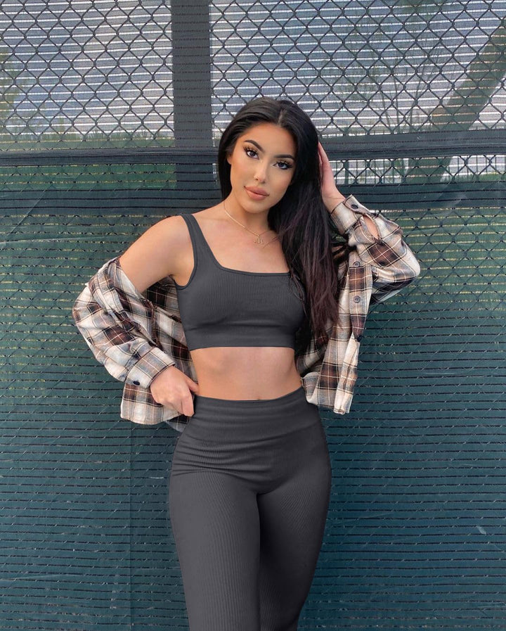 OQQ Damen Jogger Damenpantsoq116, Schwarz Dunkelgrau