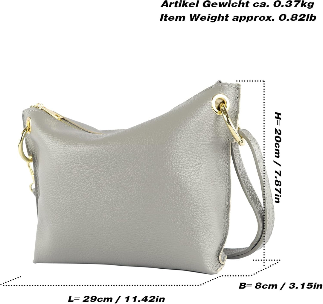 modamoda de - T243 - ital. Umhängetasche Klein Small aus Leder Bordeauxviolett, Bordeauxviolett