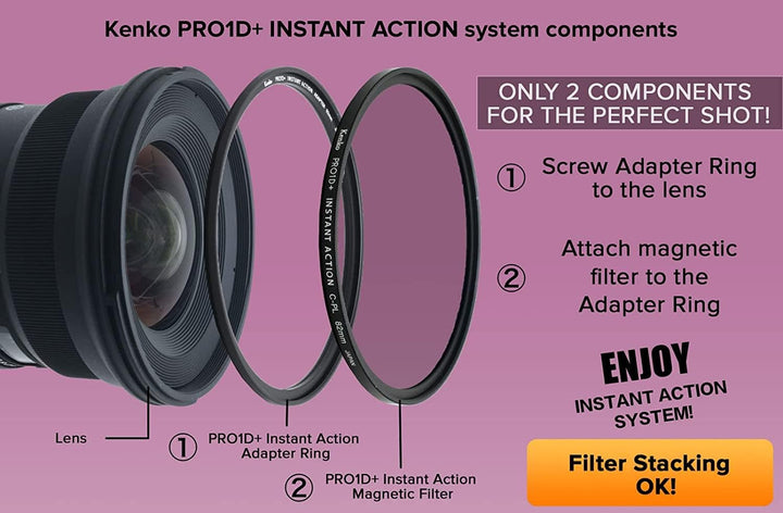 Kenko PRO1D+ INSTANT Action C-PL&amp;Adapter Ring Set 77mm Magnetic Effect Filter C-PL Set 77mm, C-PL Se