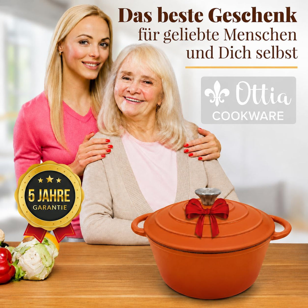 Ottia Gusseisen Topf [inkl. eBook] – Emaille Topf 26cm - Dutch Oven, Brotbackform, Brotbacktopf, Sch