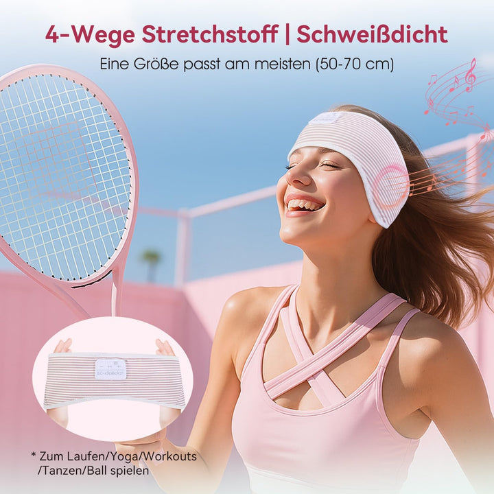 LC-dolida Schlafkopfhörer Ultra-Soft Bluetooth-Stirnband mit 4-Wege Stretch & No-Slip Yoga Stirnband