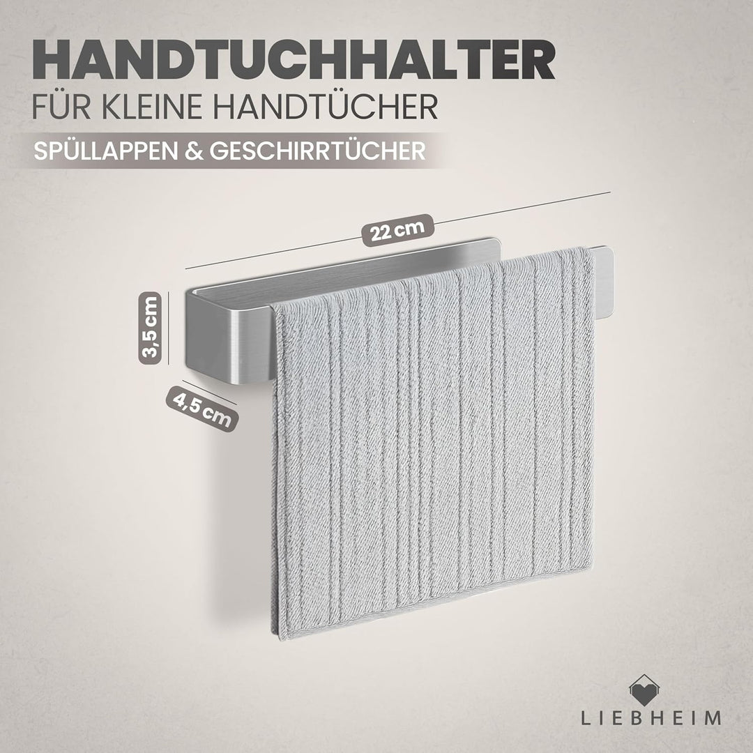 LIEBHEIM Handtuchhalter ohne Bohren - Handtuchstange - Handtuchhalterung | Edelstahl - silber gebürs