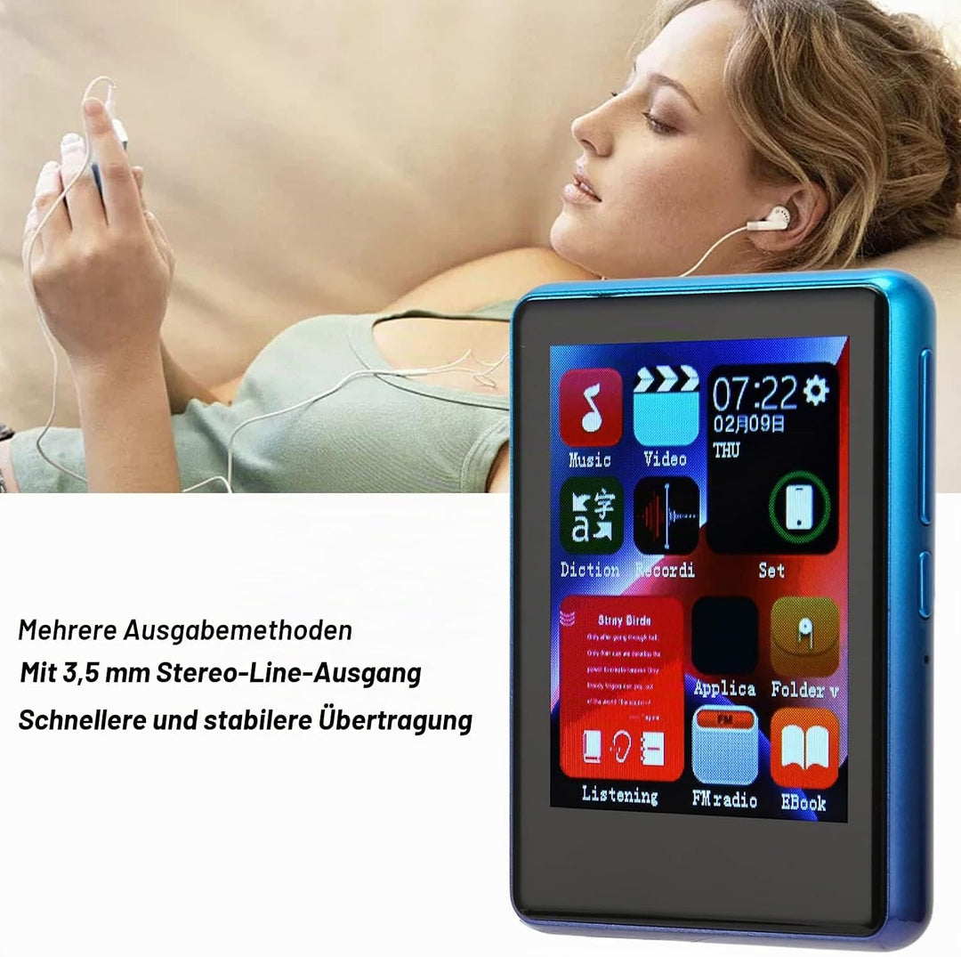 2,4 Zoll MP3 Player mit Voll Touchscreen, Bluetooth 5.0 Musikplayer mit 4 GB Flash Speicher und TF K