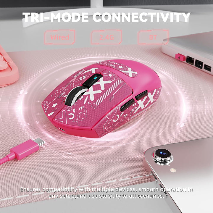 MAMBASNAKE x Attack Shark G3PRO Gaming-Maus mit Magnetischer Ladestation, BT/2.4G Wireless/Kabel, Pi
