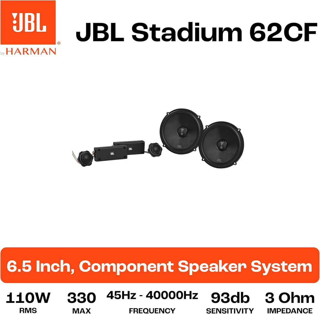 JBL Stadium 62CF 2-Wege Auto Soundsystem - 330 Watt Komponenten Auto Lautsprecher Boxen Set mit 165m