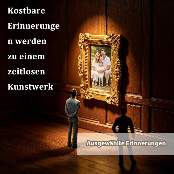 Byffoer DIY Mini Museum Bilderrahmen, Mini Figuren Menschen Museum Silhouette Box mit Golden Rahmen