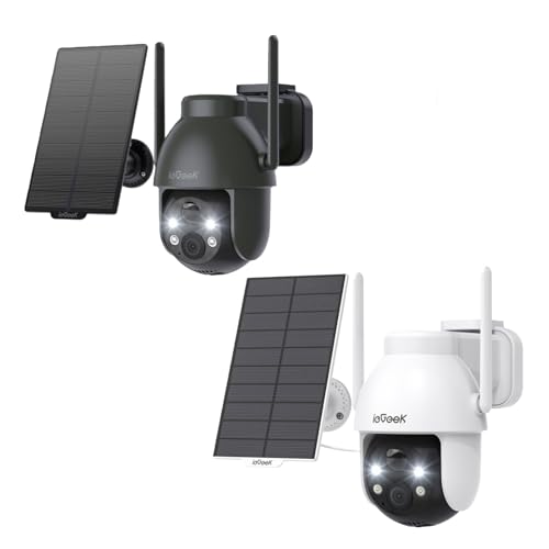 ieGeek 2K 3MP Überwachungskamera Aussen Solar, 360° PTZ Kamera Aussen Akku, 2.4GHz Kabellos Überwach