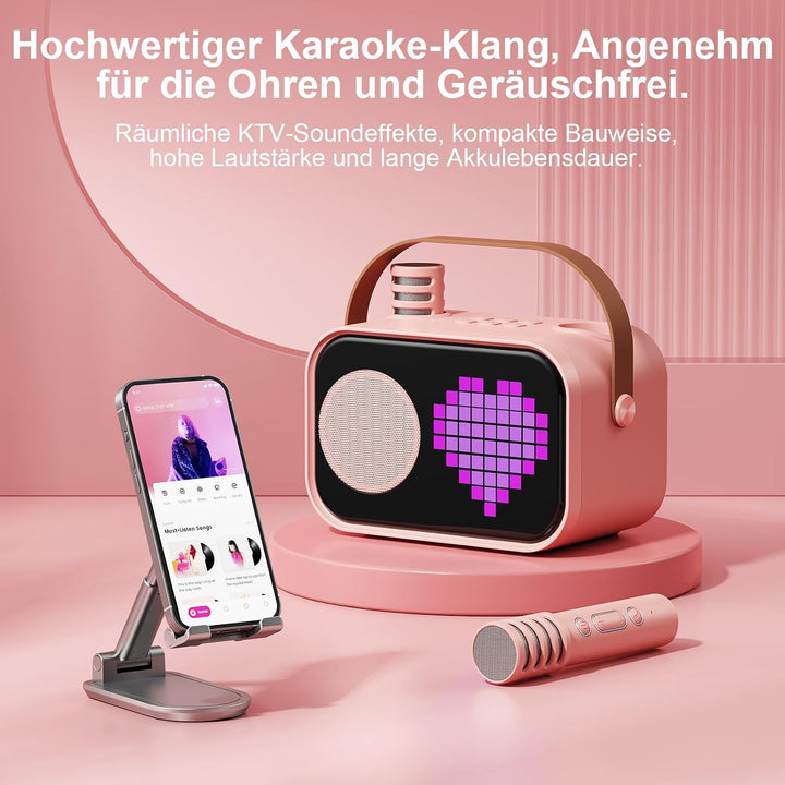JYX Karaoke Anlage mit 2 Mikrofonen, Karaoke Maschine Kinder mit Professionellem Begleitmodus, Bluet