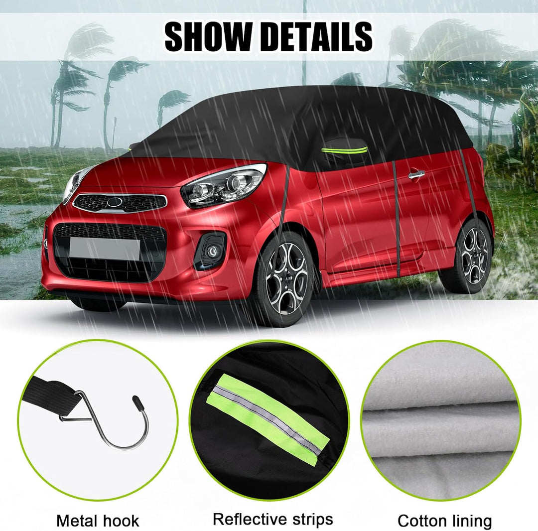 Halbe Autoabdeckung Kompatibel mit Kia Picanto 2003-2025, Halbabdeckung wasserdichte Halbgarage mit