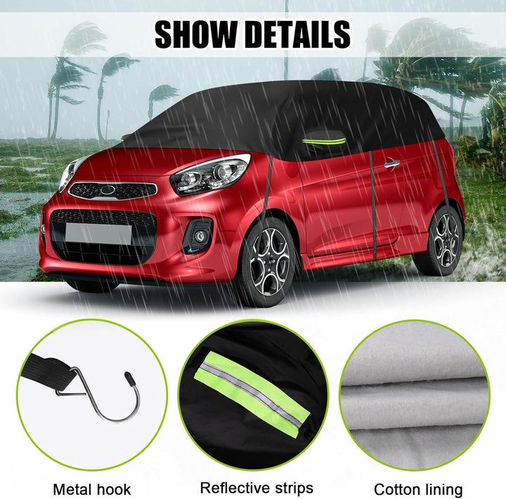 Halbe Autoabdeckung Kompatibel mit Kia Picanto 2003-2025, Halbabdeckung wasserdichte Halbgarage mit