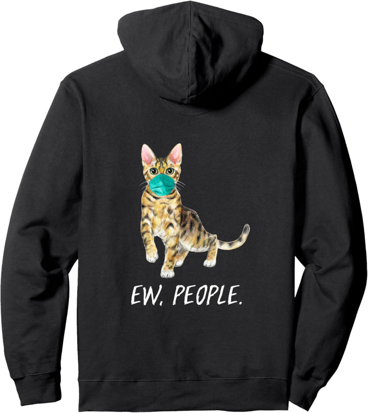 BENAGAL Katze mit Gesichtsmaske Mundschutz EW PEOPLE Pullover Hoodie