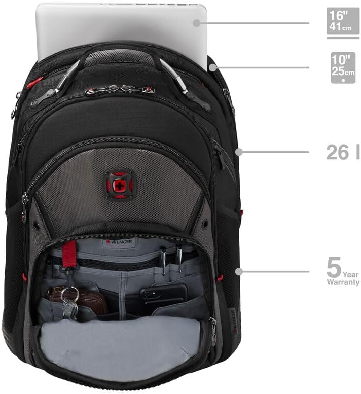 WENGER Synergy Laptop-Rucksack mit Tablet-Fach, Notebook bis 16 Zoll, Tablet bis 10 Zoll, Organizer,