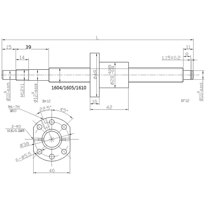 CNCYEAH Linearführung 2PCS HGR20-600mm Linearschiene mit Gleitblock + SFU1605-600mm Kugelumlaufspind