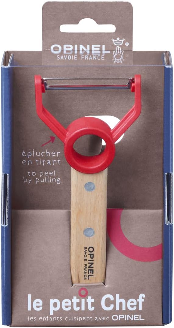 Opinel Le Petit Chef, Kinder Sparschäler, Rostfrei, Edelstahl, Buchenholz, Rot, M