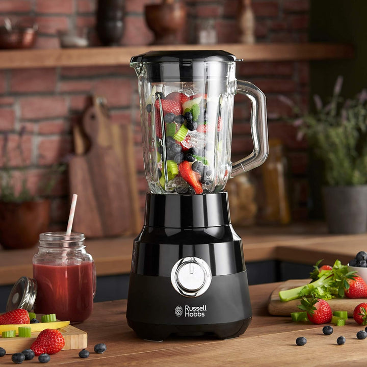 Russell Hobbs Standmixer [1,5l Glasbehälter] Matt Schwarz (starker 0.9PS Motor, Impuls-/Ice-Crush-Fu