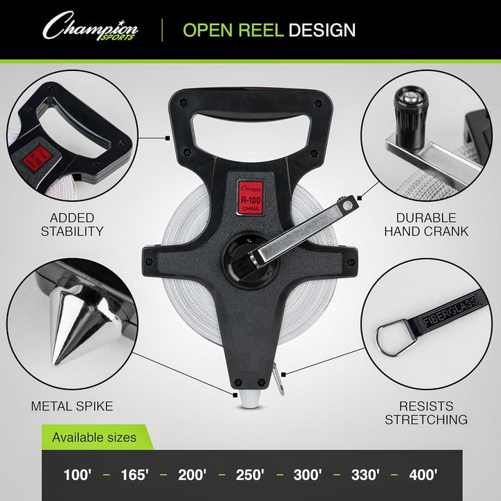 Champion Sports Massbänder mit offener Spule. 300-Feet/90m, 300-Feet/90m