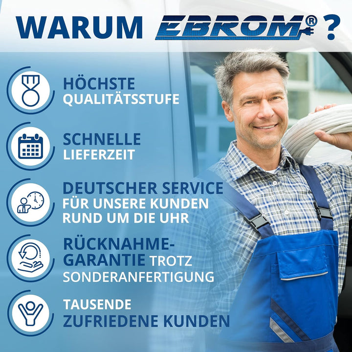 EBROM Batteriekabel, 16 mm² schwarz, fertig konfektioniert, ab 30 cm bis 10 Meter, viele Längen mit
