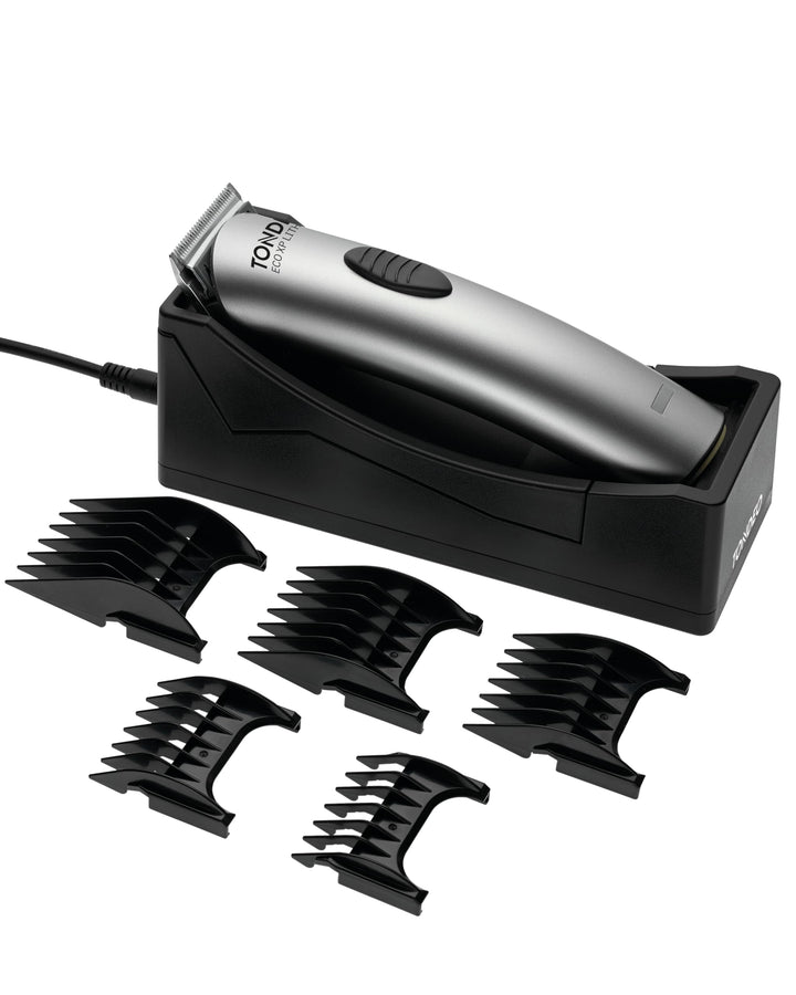 TONDEO Profi Haarschneidemaschine ECO XP LITHIUM SILVER | Haarschneider inklusive Ladestation und Au