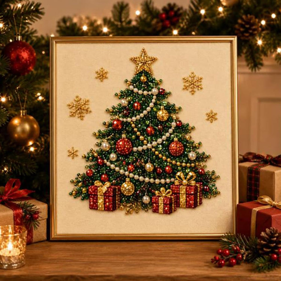 Pearl Painting Kit - DIY Christmas Diamant Malerei Mit Rahmen Perlenbild | Gerahmte Leinwand Funkeln