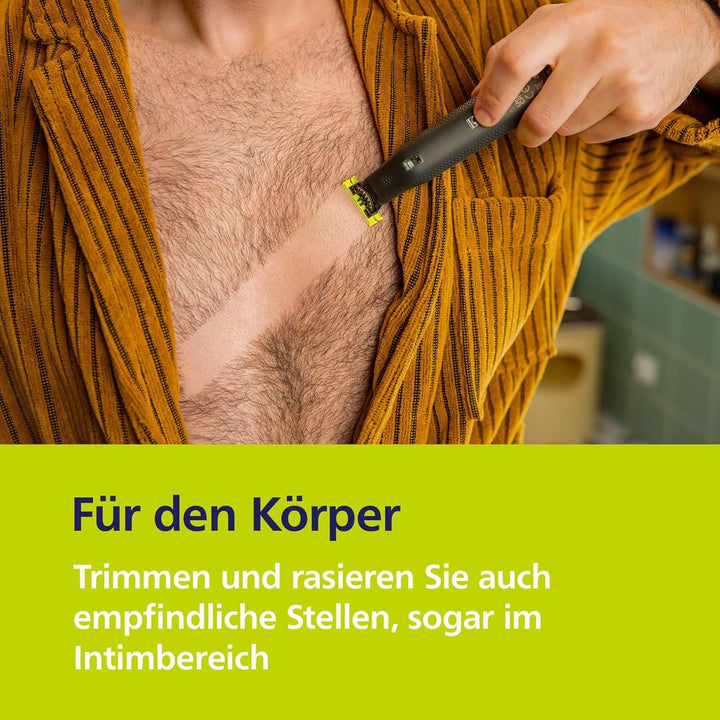 Philips OneBlade Pro 360 Authentisch Face & Body Elektrischer Bartschneider, Rasierer und Bodygroome