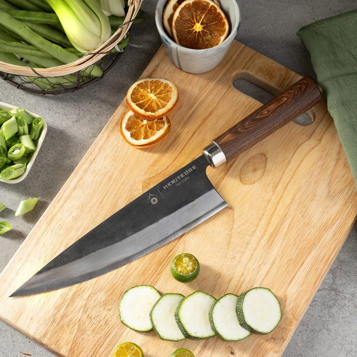 HERITEDGE Long Classic | Profi Chefmesser 20,8cm | Carbonstahl 60-61 HRC | Handgeschmiedet Vietnam |