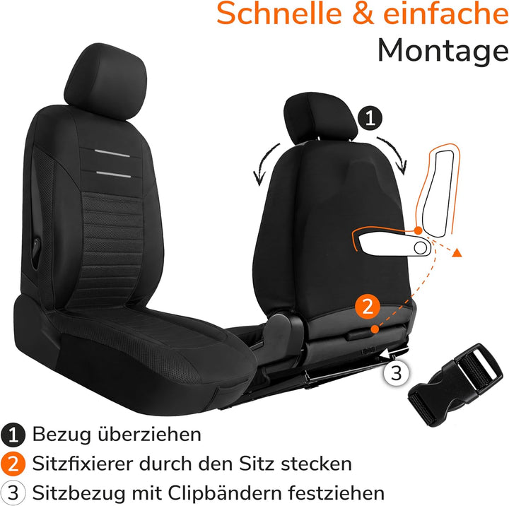 Upgrade4cars Auto-Sitzbezüge Set Universal Version 2026 | Autoschonbezüge Vordersitze & Rückbank | A