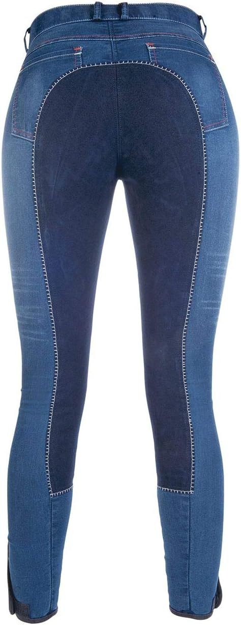 HKM Herren Reithose Summer Denim mit 3/4 Alos Besatz 152 Jeansblau/Dunkelblau, 152 Jeansblau/Dunkelb