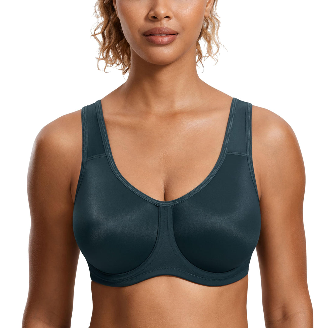 SYROKAN Damen Starker Halt Sports BH Grosse Brüste mit Bügel für Grosse Grössen | mit Bügel, Grosse