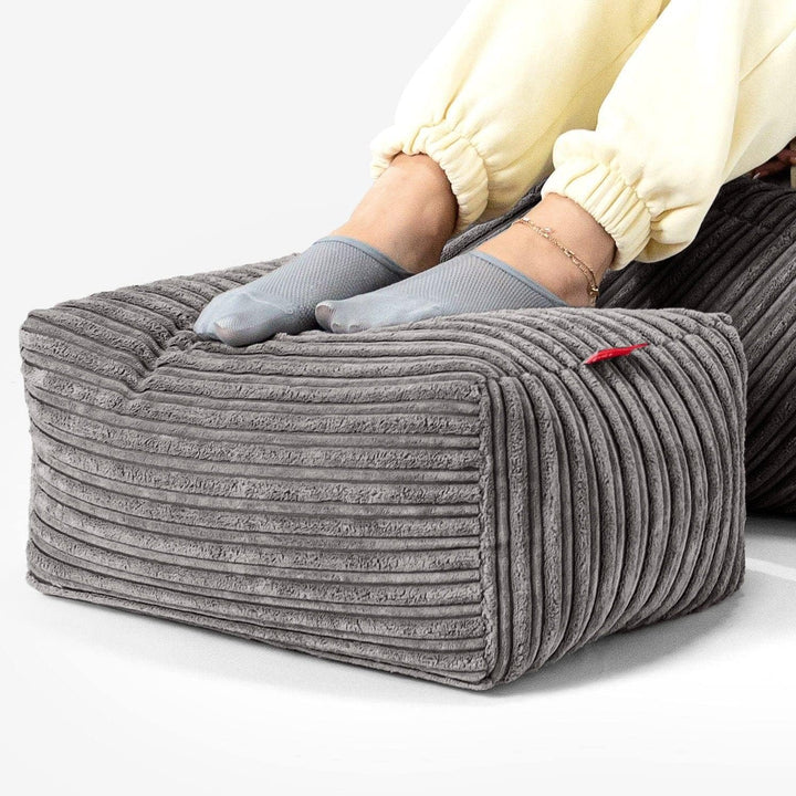 Lounge Pug, Fusshocker Pouf, Cord Schiefergrau