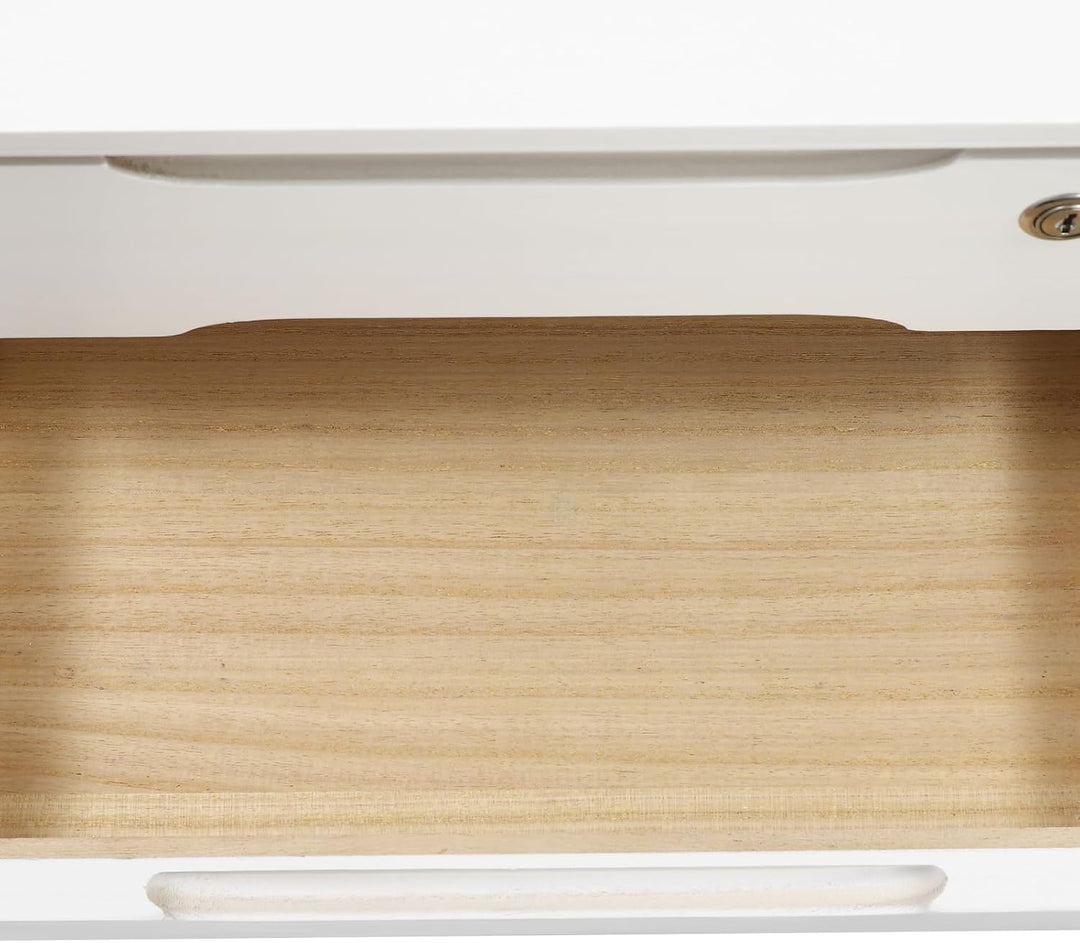 Schubladenbox Holz, 2 Ebenen Schreibtisch Organizer mit Abschliessbaren Schubladen, Mini Kommode Abs
