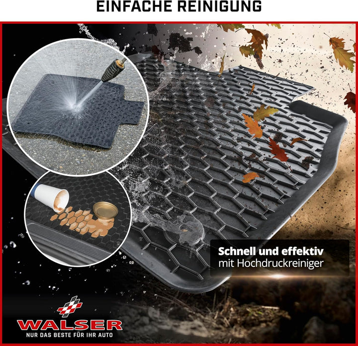 WALSER DirtGuard Gummi Fussmatten Auto kompatibel mit Skoda Superb II (3T4, 3T5) 03/2008-05/2015, 10