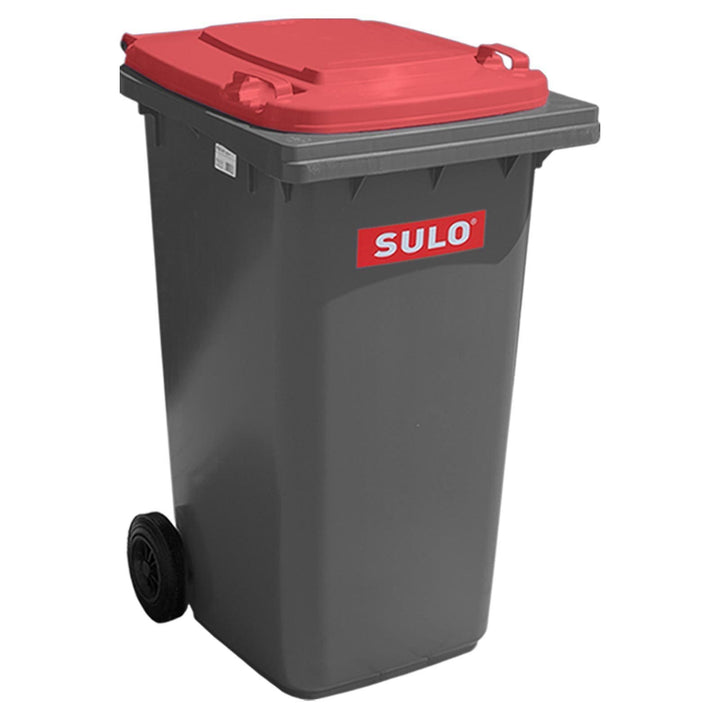 SULO 2 Rad Müllgrossbehälter 240 grau mit Rotem Deckel