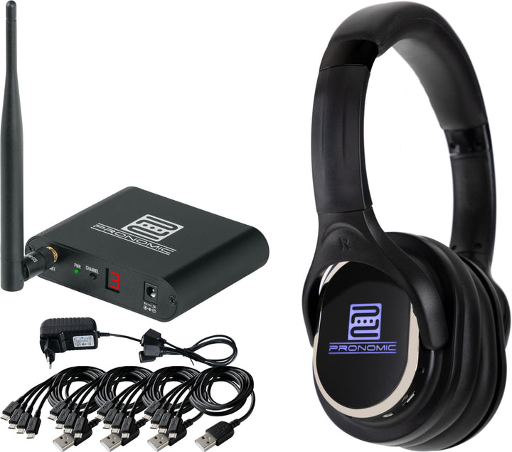 Pronomic SCBS-41 USB-C Silent Disco V2 Band Set - 1 Sender und 4 Funk Kopfhörer - 3 Kanäle mit separ