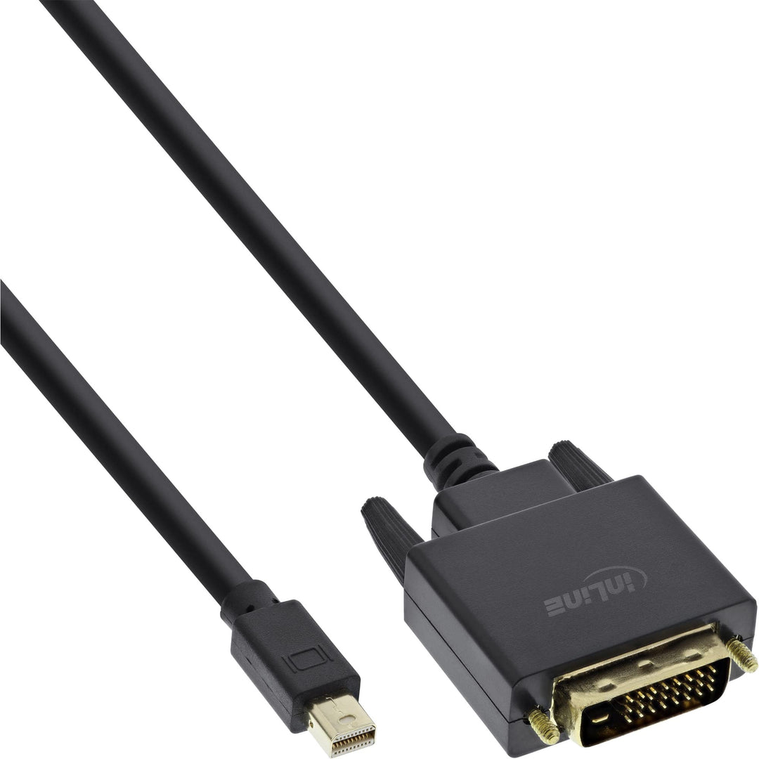 InLine 17222 Mini DisplayPort zu DVI Kabel, Mini DisplayPort Stecker auf DVI-D 24+1 Stecker, schwarz
