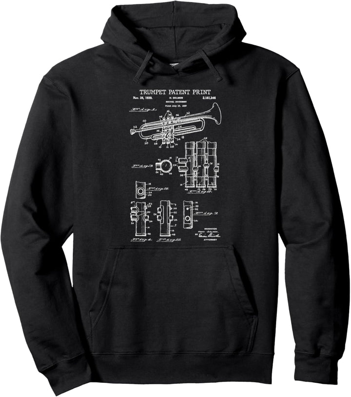 Trompete Patent Druck 1939 - Vintage Patent Musik Pullover Hoodie