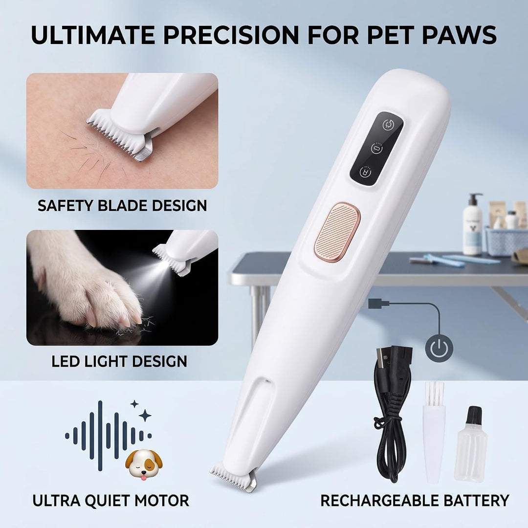 Effizienter Haustier-Trimmer mit LED-Licht für Hunde und Katzen, wiederaufladbarer elektrischer Sche