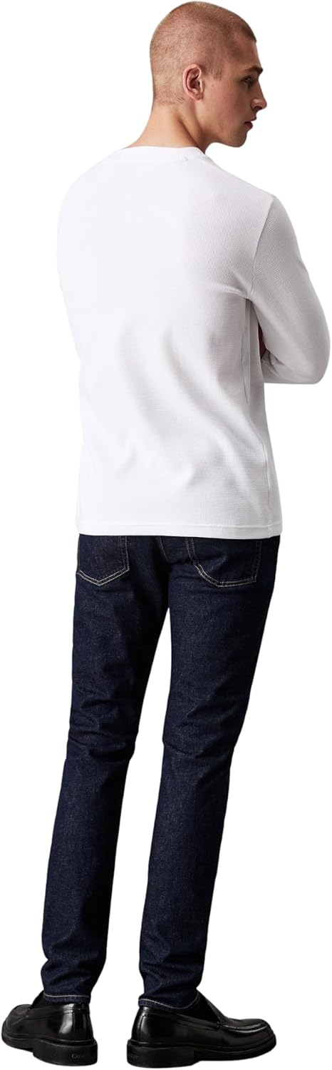 Calvin Klein Jeans Herren Badge Waffle Ls Tee L/S Strickoberteile XXS Bright White, XXS Bright White