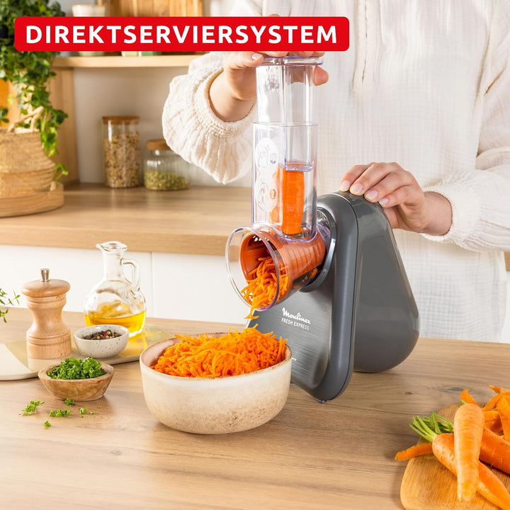 Moulinex Fresh Express Elektrische Gemüsereibe, Direktserviersystem, 5-in-1, zerkleinern-schneiden-r