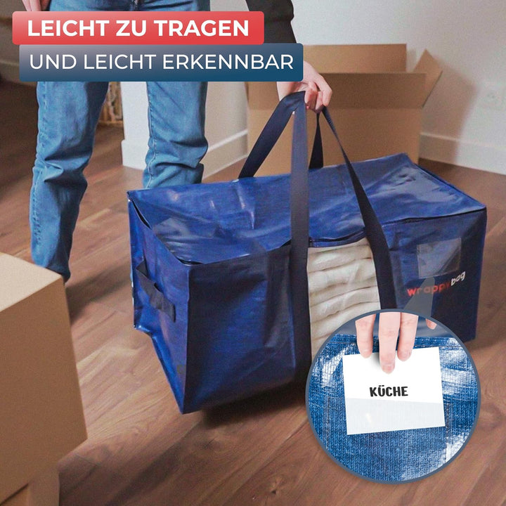 WRAPPYBAG 10er Pack Grosse Kunststoff Aufbewahrungstasche – XXL Tasche Gross für Umzug, Reise – Robu