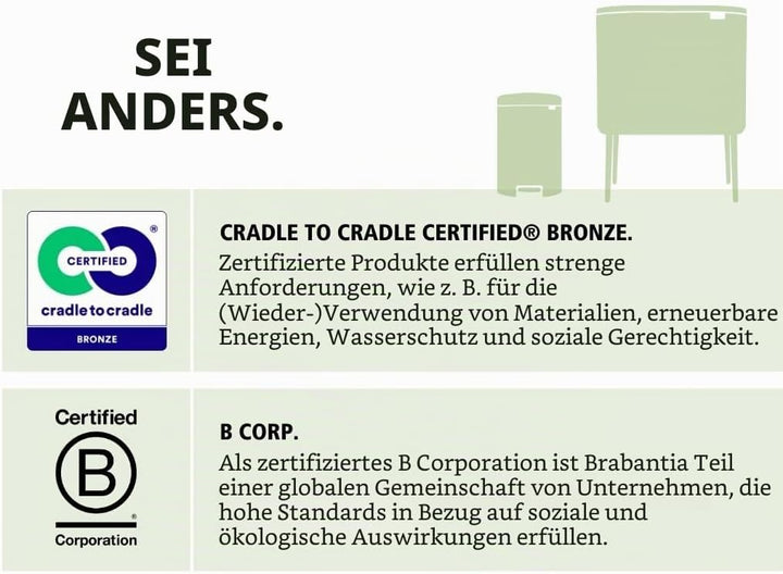 Brabantia Bo Treteimer 11 plus 23 L Abfalleimer, Metall, Matt schwarz, 54 x 36.5 x 44 cm, 1 Einheite