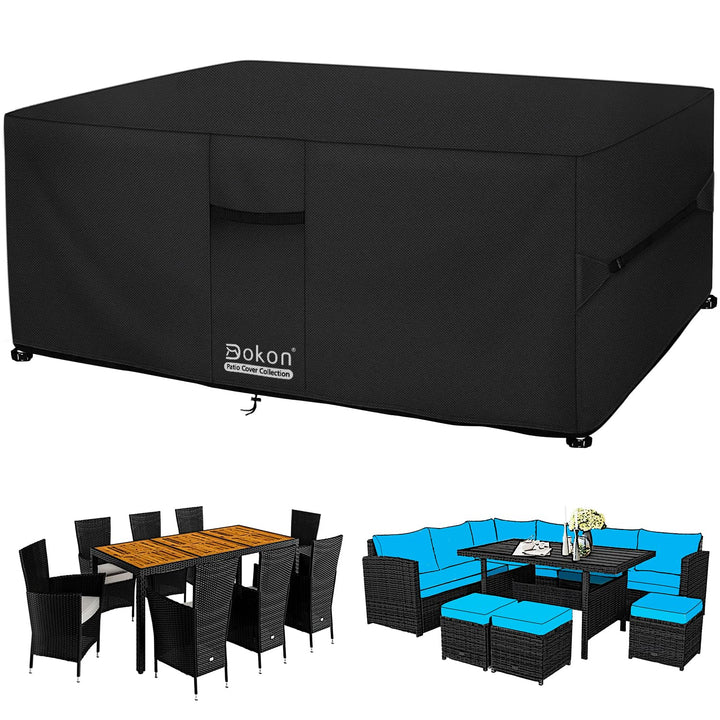 Dokon Abdeckung für Gartenmöbel Wasserdicht, 220x220x90cm, Gartentisch Schutzhülle mit Belüftungsöff