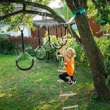 4 Stück Klettern Ringe für Kinder, Outdoor Indoor Kinder Ninja Ringe zum Aufhängen belastbar bis 160