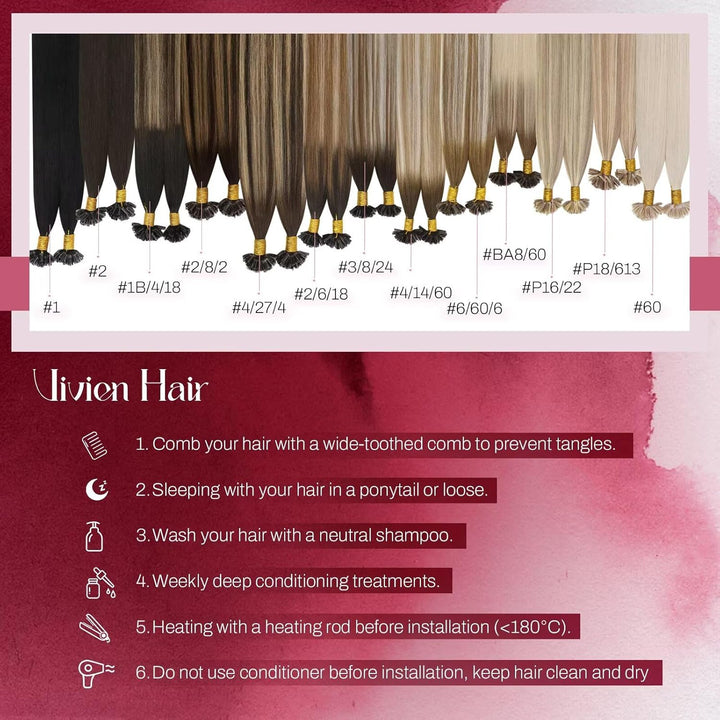 Vivien Bonding Extensions Echthaar Balayage Braun 50 cm Natürlich U Tip Extensions Echthaar Ombre Br