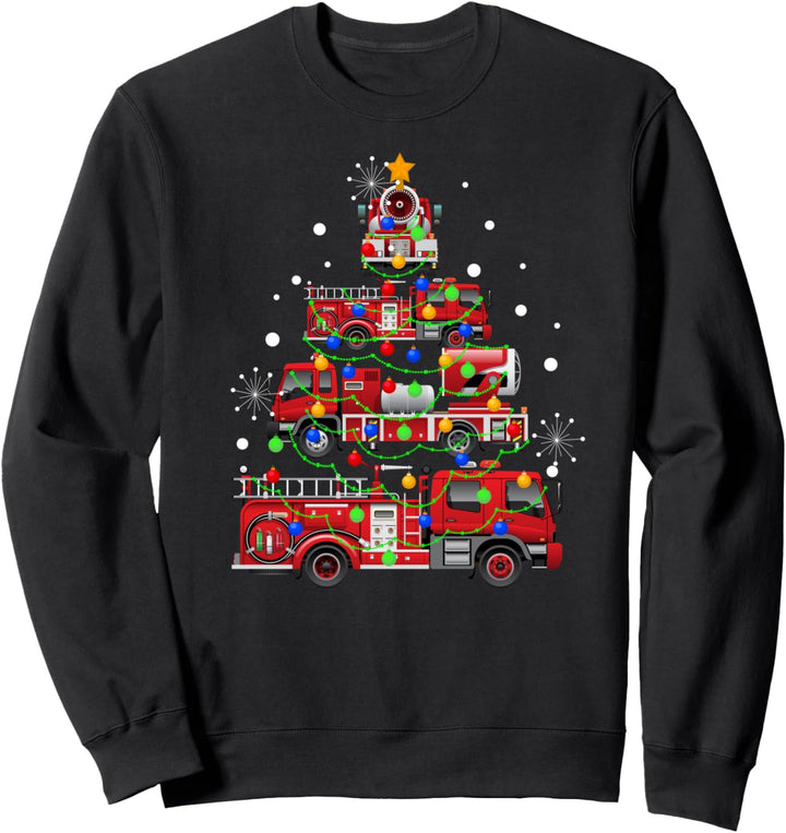 Lustiger Weihnachtsbaum, Weihnachtsdekoration, Feuerwehr-Truck Sweatshirt