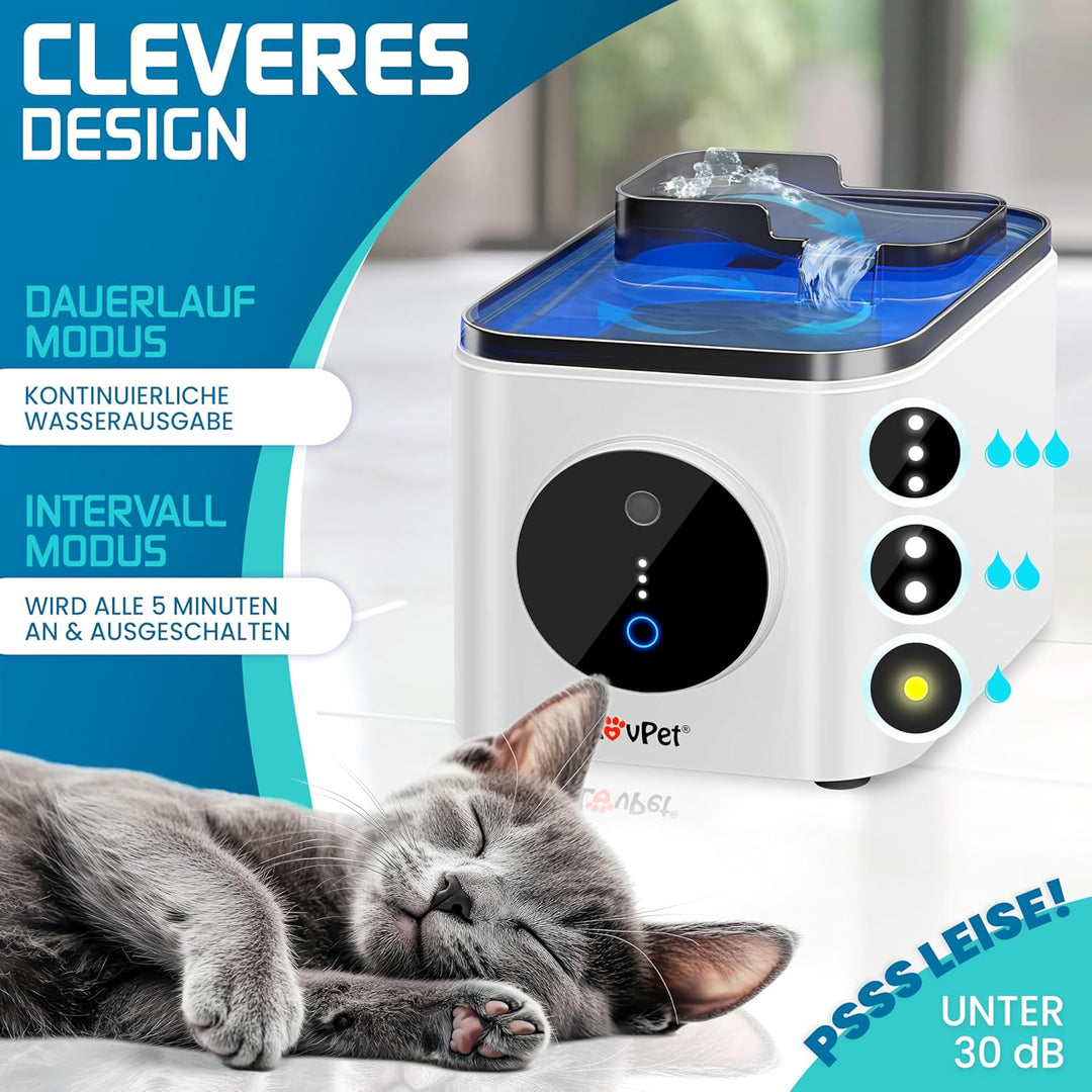 LOVPET® Katzenbrunnen Trinkbrunnen für Katzen 3,5L Wassertank &amp; 3x Filter Automatischer Wasserspende