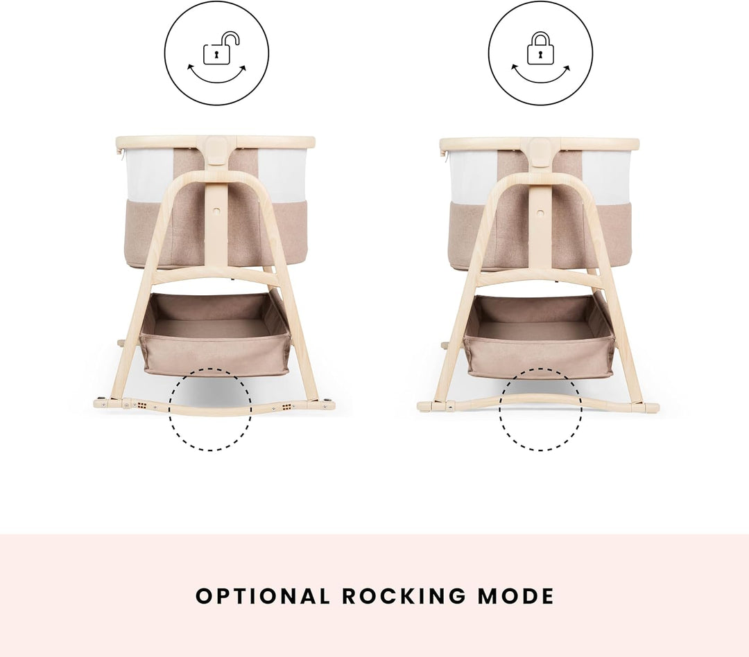 Ickle Bubba Bubba&Me Luxe Nachttisch Krippe - Co-Sleeper Babybett mit Rock oder Statischem Modus, ve