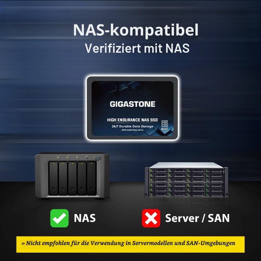 Gigastone NAS SSD 2TB Enterprise SSD Festplatte (4er-Pack) TLC Hohe Dauerhaltbarkeit Server SSD für
