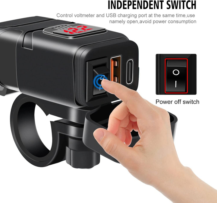 12V Steckdose Auto Ladegerät mit Schalter, KFZ QC3.0 PD Type C USB mit Switch, Wasserdicht für KFZ W